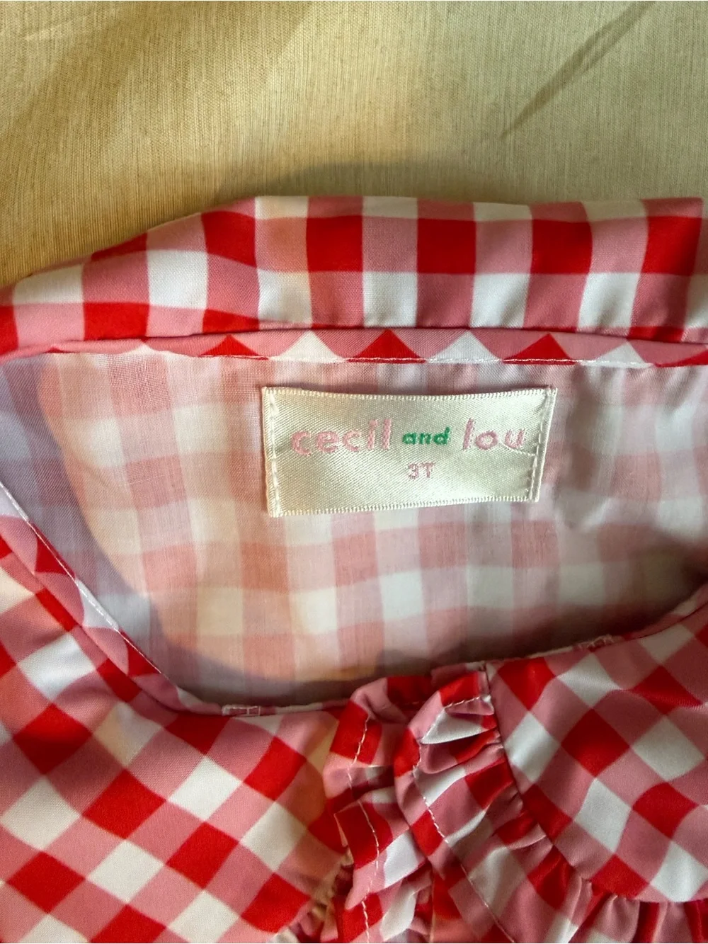 Red Gingham Kids Pajama Set - 3T - Grace Monogram